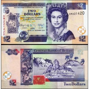 BELIZE 2 DOLLARS UNC # 561