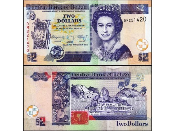 BELIZE 2 DOLLARS UNC # 561