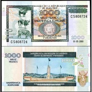 BURUNDI 1000 FRANCS UNC # 237