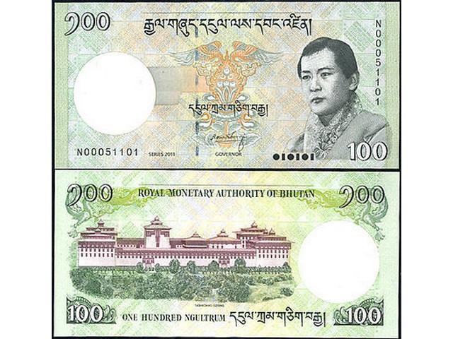 Bhutan 100 Ngultrum 2000 P 25 Tashichno Dzong Temple Palace Banknotes UNC 