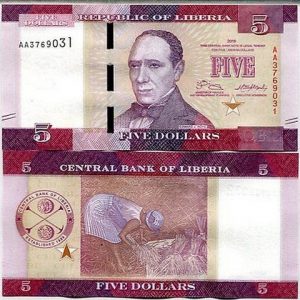 LIBERIA 5 DOLLARS UNC # 869