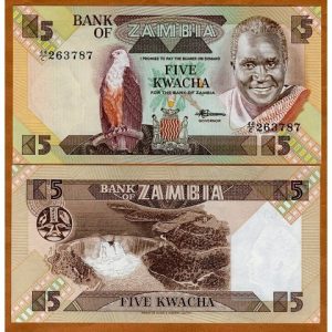 ZAMBIA 5 KWACHA UNC # 161