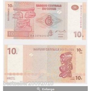 CONGO 10 FRANCS UNC # 1028