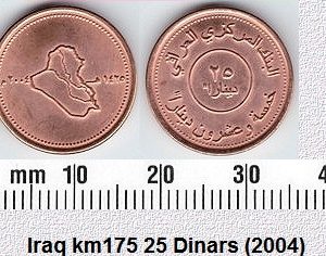 IRAQ 25 DINARS COIN UNC # 2188