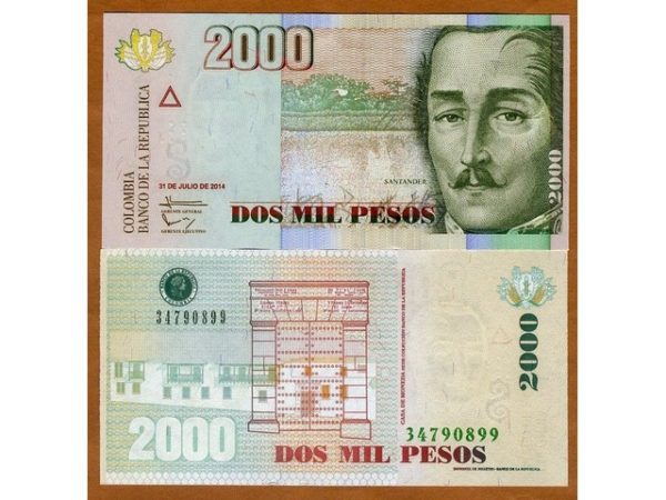 COLOMBIA 2000 PESOS UNC # 478