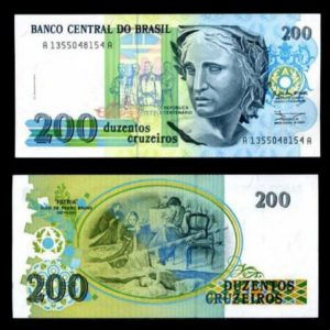 BRAZIL 200 CRUZADOS UNC # 891