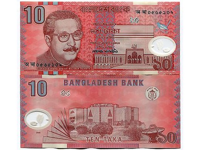 BANGLADESH 10 TAKA POLYMER UNC # 212