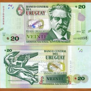 URUGUAY 20 PESOS POLYMER UNC # 287