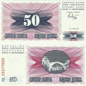 BOSNIA 50 DINARA UNC # 74