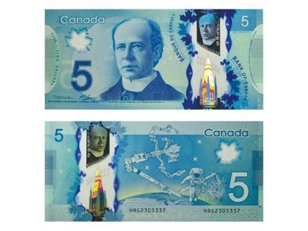 CANADA 5 DOLLARS POLYMER UNC # 836