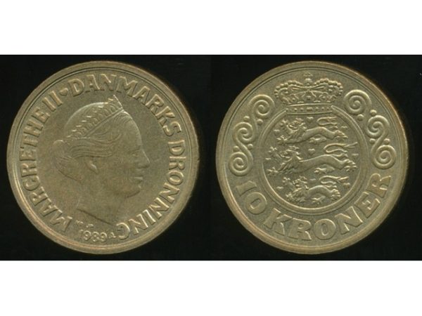 DENMARK 10 KRONER COIN # 3071