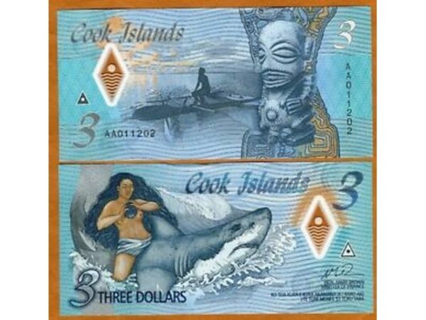 COOK ISLANDS 3 DOLLARS POLYMER UNC  # 249