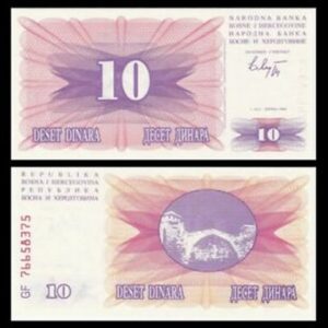 BOSNIA 10 DINARA UNC # 248