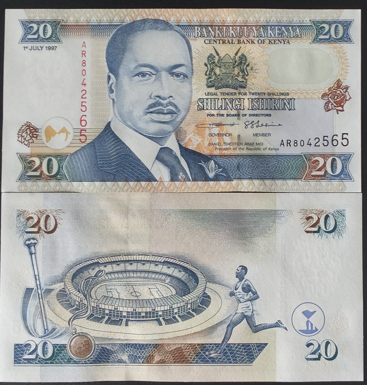 KENYA 20 SHILLINGS OLD ISSUE UNC # 696