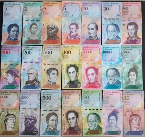 VENEZUELA SET OF 21 UNC BANK NOTES
