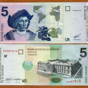 EL SALVADOR 5 COLONES UNC # 536