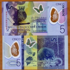 SAO TOME AND PRINCIPE 5 DOBRAS POLYMER UNC # 1042
