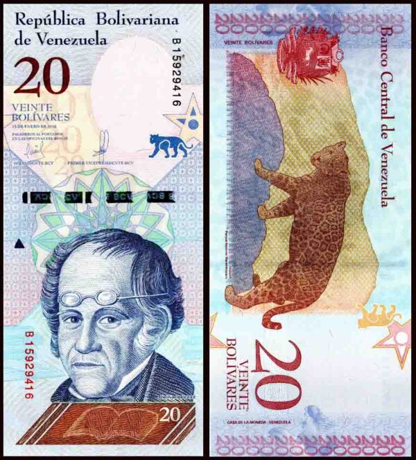 VENEZUELA 20 BOLIVARES UNC # 662