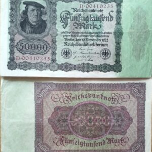 GERMANY 50000 MARK RARE OLD BANK NOTE # 1115