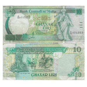 MALTA 10 LIRI VG # 975