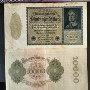 GERMANY 10000 MARK RARE OLD BANK NOTE #193