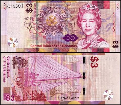 BAHAMAS 3 DOLLAR UNC # 442 – CURRENCYWALA