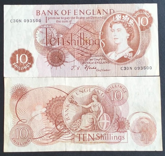 BANK OF ENGLAND 10 SHILLINGS VG # 939
